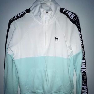 PINK Teal and White Quarter Zip